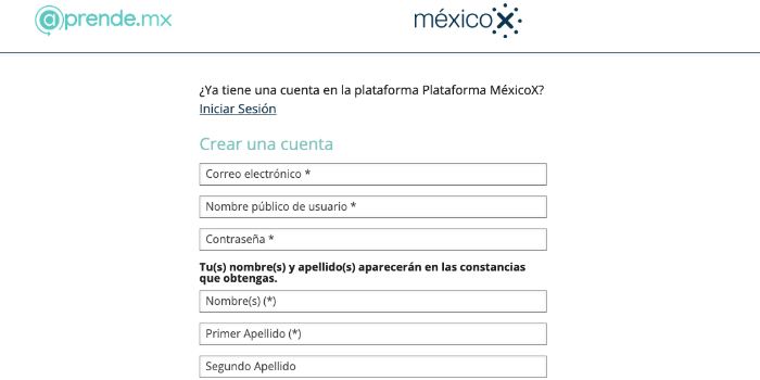 crear cuenta plataforma Plataforma MéxicoX cursos SEP en línea gratis