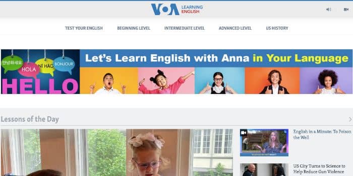 VOA Learning English mejor plataforma online para aprender ingles americano